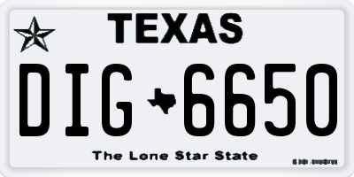 TX license plate DIG6650