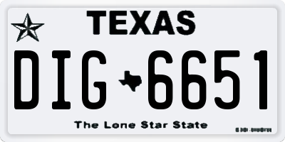 TX license plate DIG6651