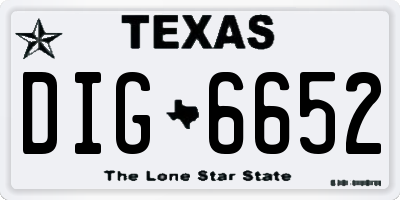 TX license plate DIG6652