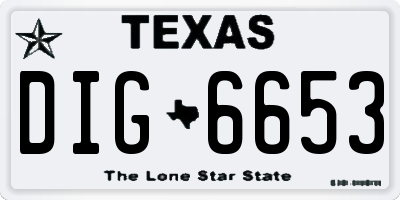 TX license plate DIG6653