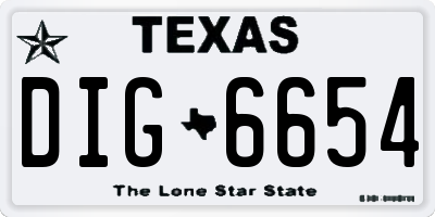 TX license plate DIG6654