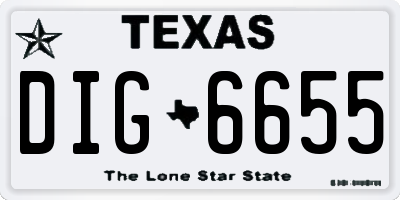 TX license plate DIG6655