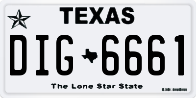 TX license plate DIG6661