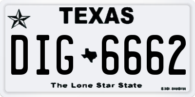 TX license plate DIG6662