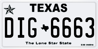 TX license plate DIG6663