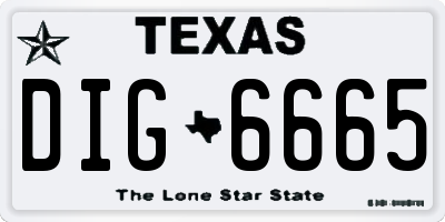 TX license plate DIG6665