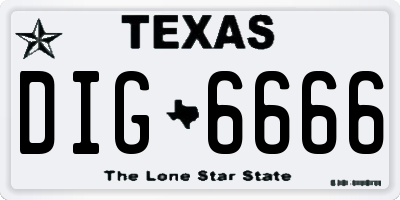 TX license plate DIG6666