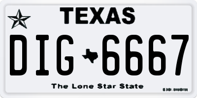 TX license plate DIG6667