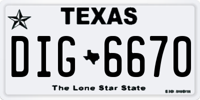 TX license plate DIG6670