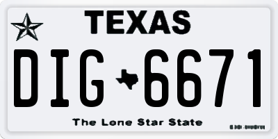 TX license plate DIG6671