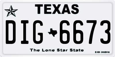 TX license plate DIG6673