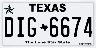 TX license plate DIG6674