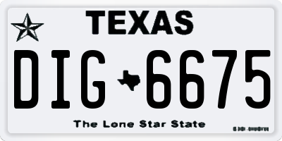 TX license plate DIG6675