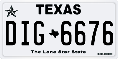 TX license plate DIG6676