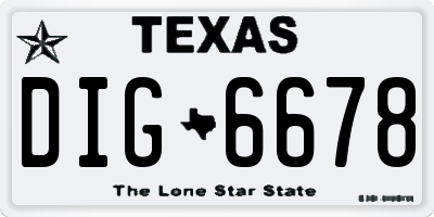 TX license plate DIG6678