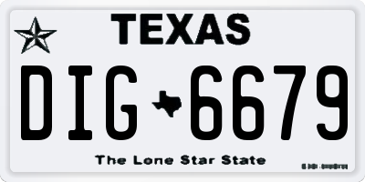 TX license plate DIG6679