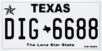 TX license plate DIG6688