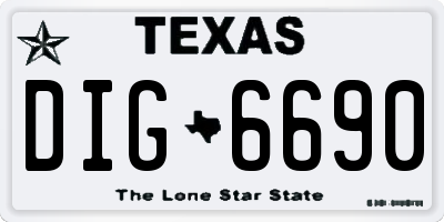 TX license plate DIG6690