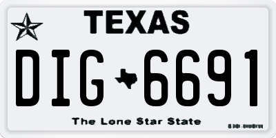 TX license plate DIG6691