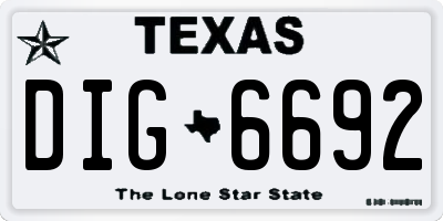 TX license plate DIG6692
