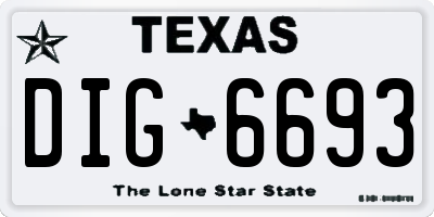TX license plate DIG6693