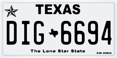 TX license plate DIG6694