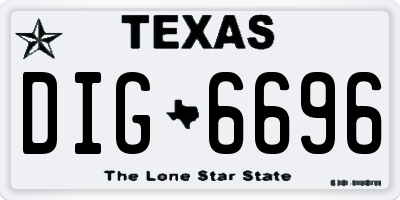 TX license plate DIG6696