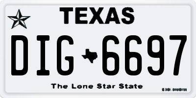 TX license plate DIG6697