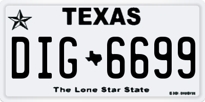 TX license plate DIG6699