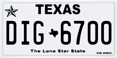 TX license plate DIG6700