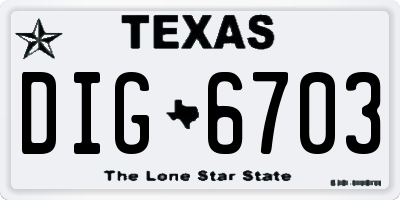 TX license plate DIG6703