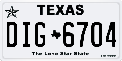TX license plate DIG6704