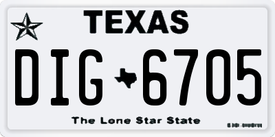 TX license plate DIG6705