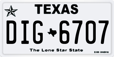 TX license plate DIG6707