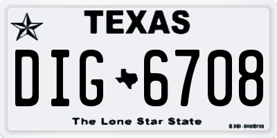 TX license plate DIG6708
