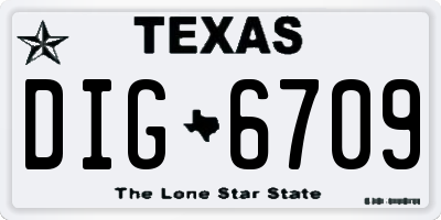 TX license plate DIG6709