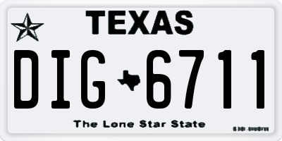 TX license plate DIG6711