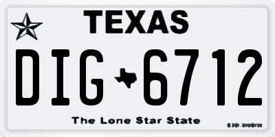 TX license plate DIG6712
