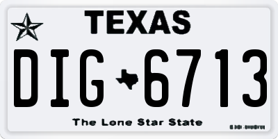 TX license plate DIG6713