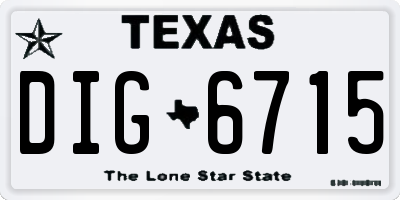 TX license plate DIG6715