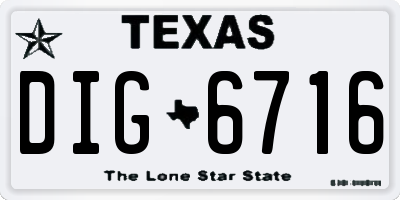 TX license plate DIG6716