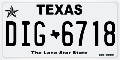 TX license plate DIG6718