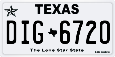 TX license plate DIG6720