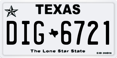 TX license plate DIG6721