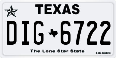 TX license plate DIG6722