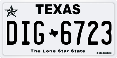 TX license plate DIG6723