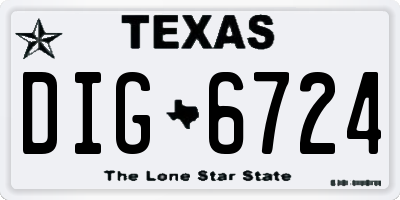 TX license plate DIG6724
