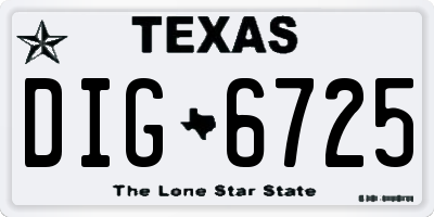TX license plate DIG6725