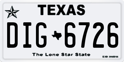 TX license plate DIG6726