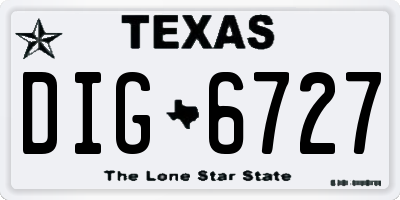 TX license plate DIG6727